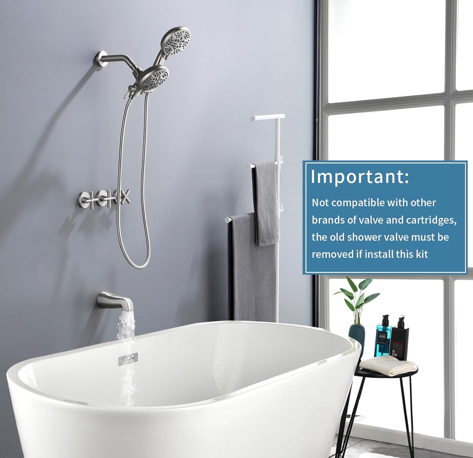 Open Box Defeini 3 Handle Shower Faucet Set with Tub Spout Bathtub Shower Faucets Combo Set Shower System Complete Tub and Shower Trim Kit Brushed Nic