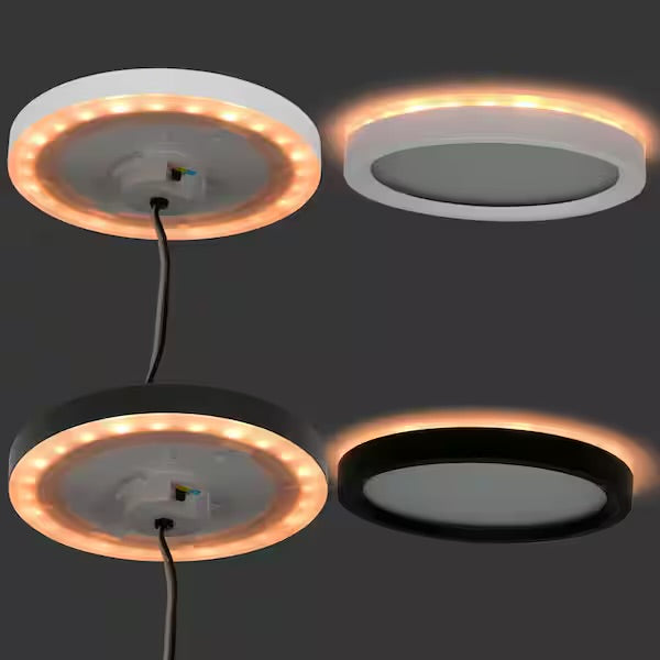 Open box Commercial Electric 7.5 in. Round White Oil Rubbed Bronze Trims LED Flush