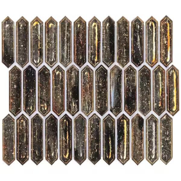 New Sealed Ivy Hill Tile Fargin Golden Crust Elongated Hexagon 12 in. x 10 in. x 7mm Polished Glass Mosaic Tile (0.82 sq. ft.)
