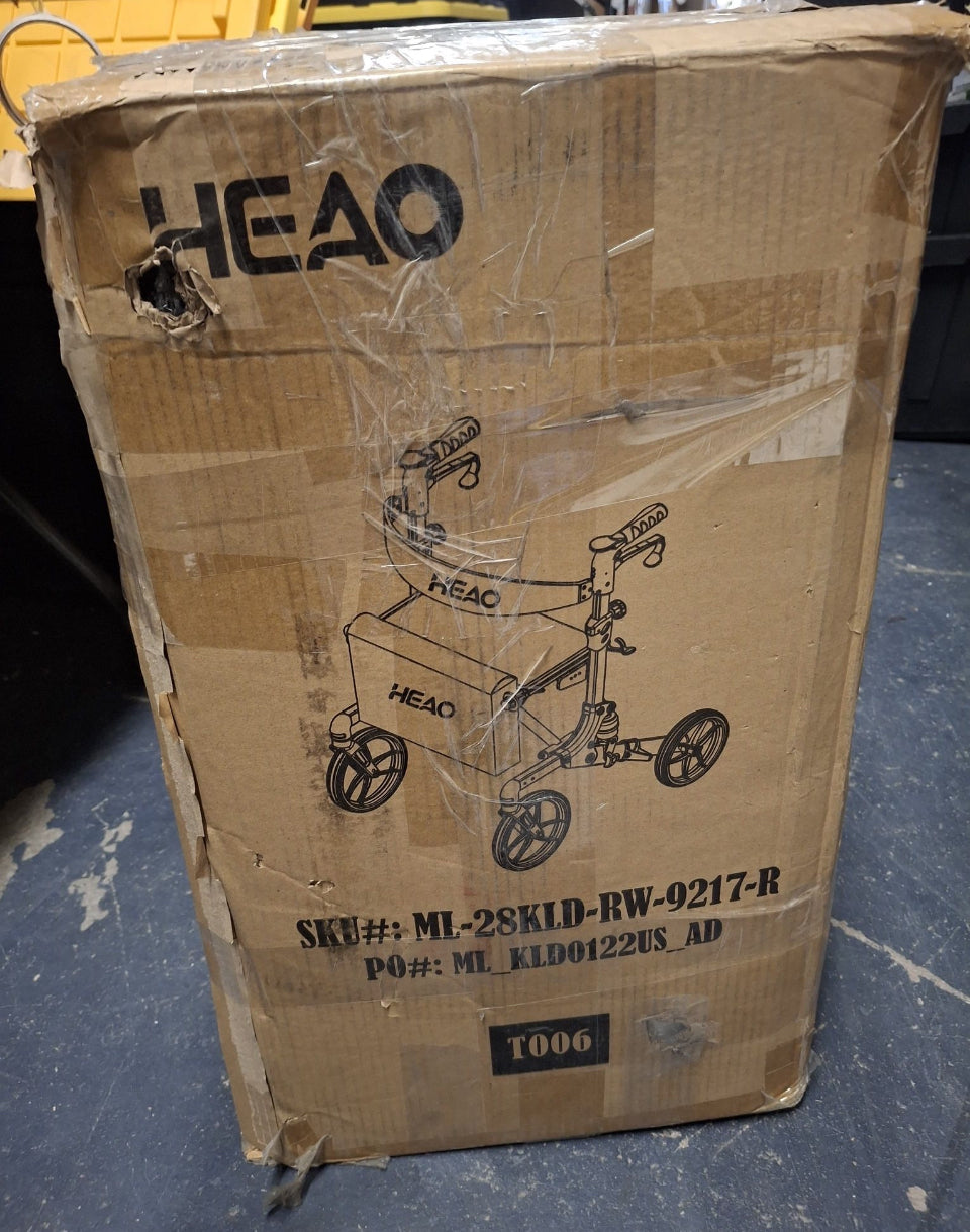 Open Box New HEAO Rollator Walker with Seat, Shock Absorber Rolling Walker for Senior with Cup Holder, Lightweight Foling Mobility Walking Aid Red