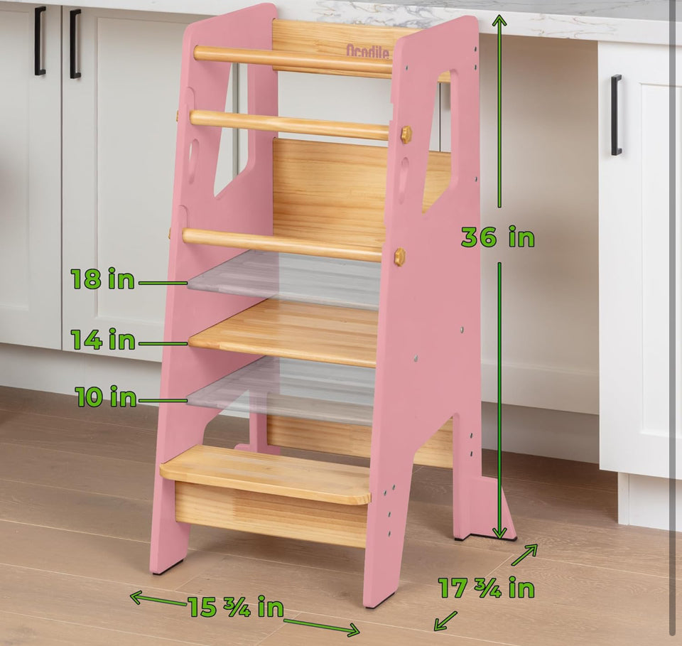 Open box ocodile Toddler Standing Tower - Adjustable Height Toddler Kitchen Stool Helper - Ideal Kids Kitchen Step Stool for Learning New Skills - 202