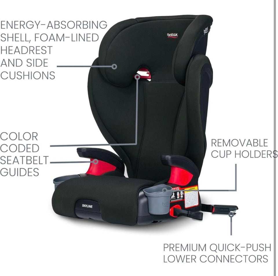 Open box Britax Skyline 2-Stage Belt-Positioning Booster Car Seat, Dusk - Highback and Backless Seat