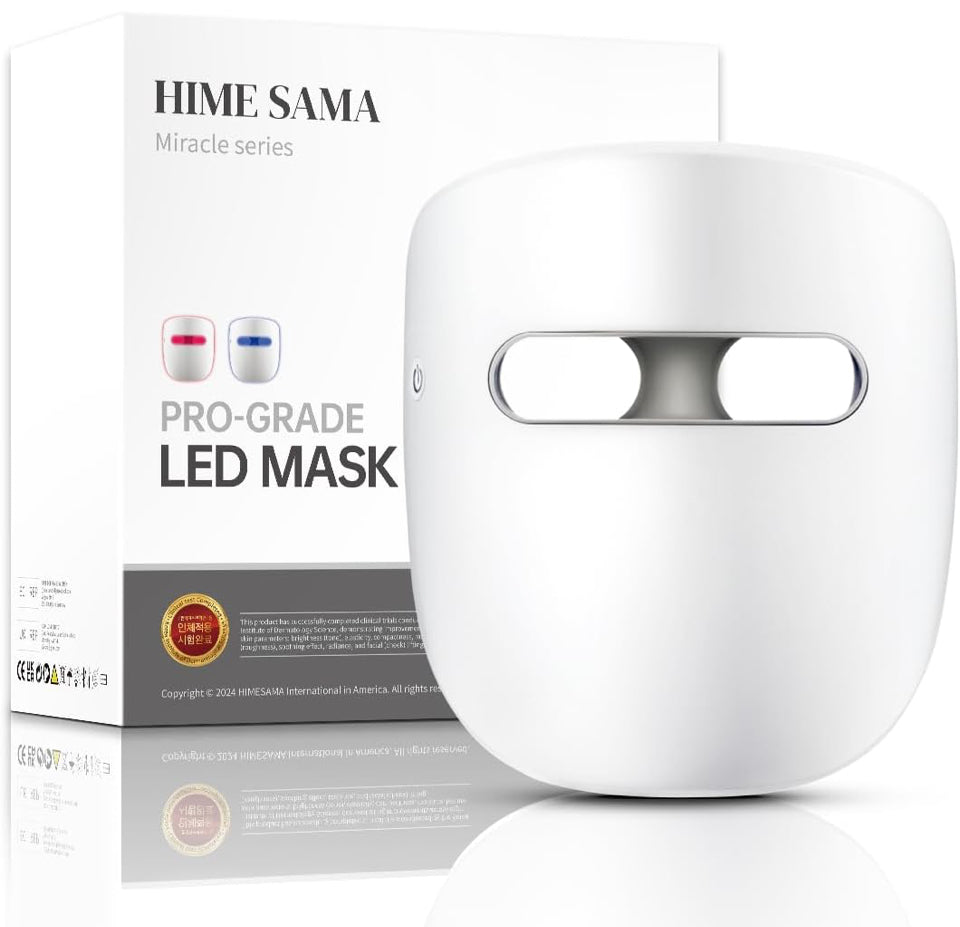 Open Box HIME SAMA Led Face Mask, Red Light Mask for Face, FSA/HSA Eligible, Infrared, Red & Blue Light Mask for Skin Care, Wrinkle Reduction, Wireless