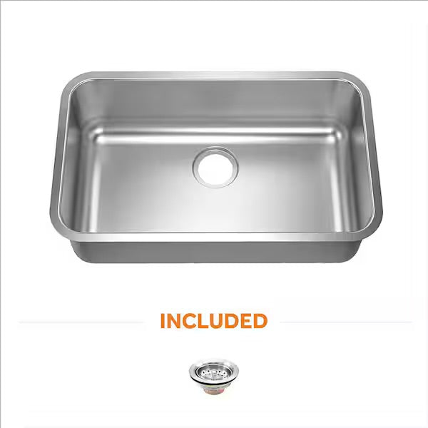 Open Box Glacier Bay Builder 30 in. Undermount Single Bowl 18 Gauge Stainless Steel Kitchen Sink with Strainer