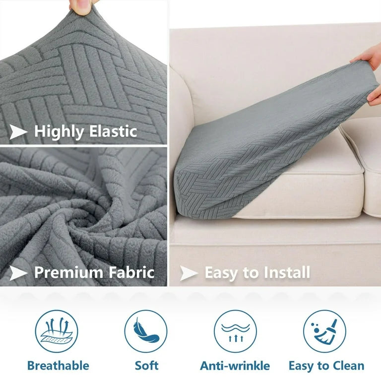 Brand New Smiry Waterproof Sofa Seat Cushion Covers, Stretch Couch Cushion Slipcovers, Fitted Jacquard Furniture Protector for Pets, Kid (Two, Grey)