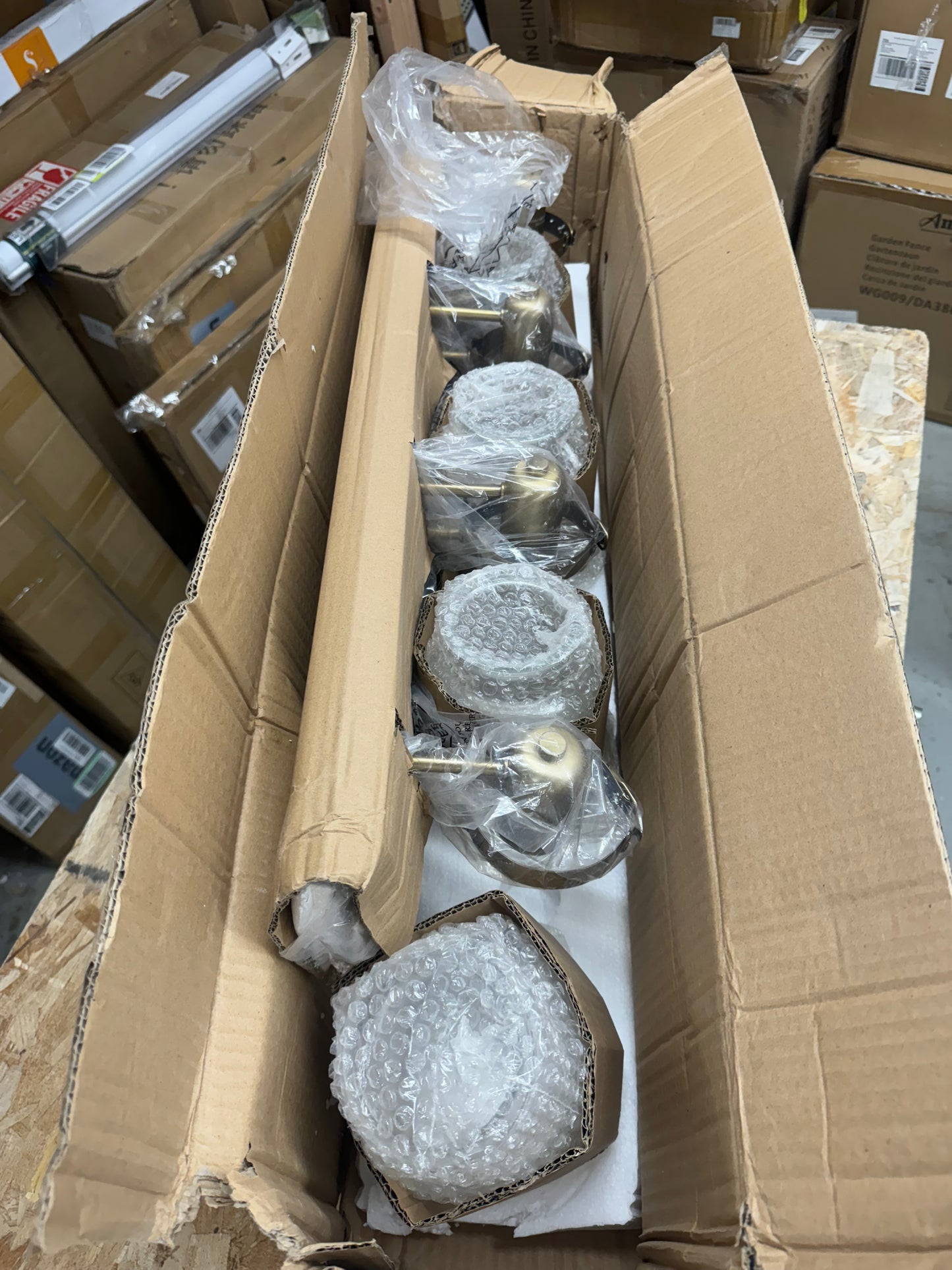 Progress Lighting Calhoun Collection 30-1/4 in. 4-Light Gold Vintage Brass Clear Glass Farmhouse Urban Industrial Bathroom Vanity Light