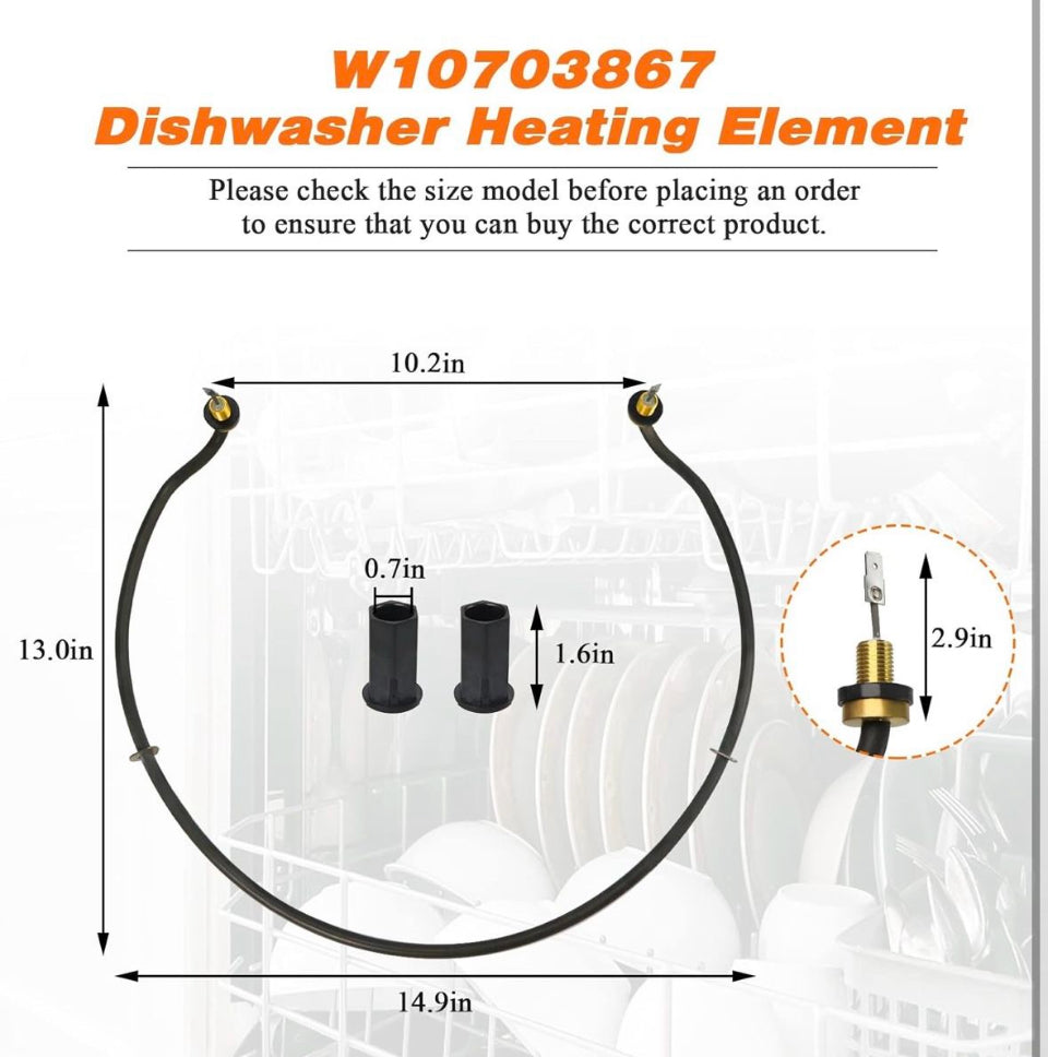OPEN BOX Blutoget 2025 Upgraded W10703867 Dishwasher Heating Element by Blutoget- Fit for Whirlpool Kitchen.Aid Ken.more Dishwasher - Replaces AP58090