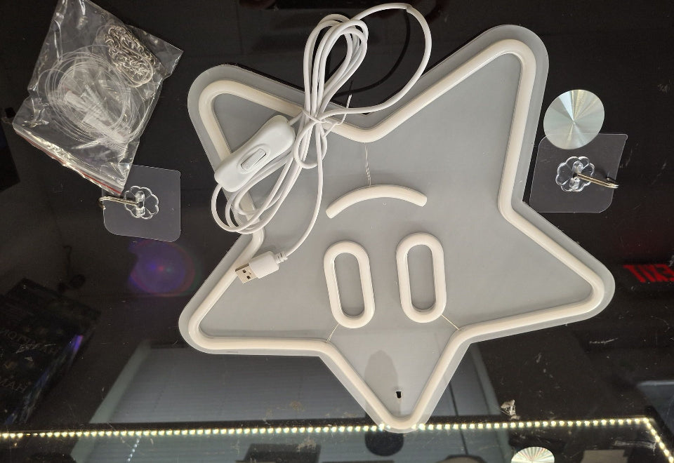 Open Box JIARODEY Star Neon Sign, Gaming Neon Sign for Game Room Decor, Man Cave, Kids Room,Super Star Gaming Wall Decor Gamer Gifts for Boys, Kids