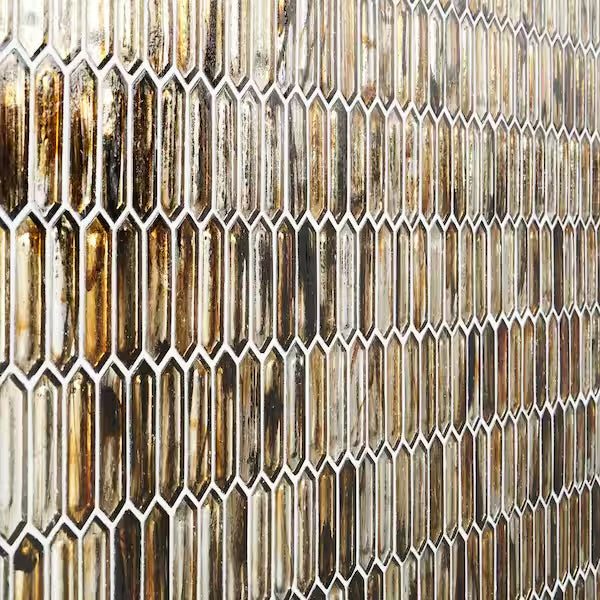 New Sealed Ivy Hill Tile Fargin Golden Crust Elongated Hexagon 12 in. x 10 in. x 7mm Polished Glass Mosaic Tile (0.82 sq. ft.)