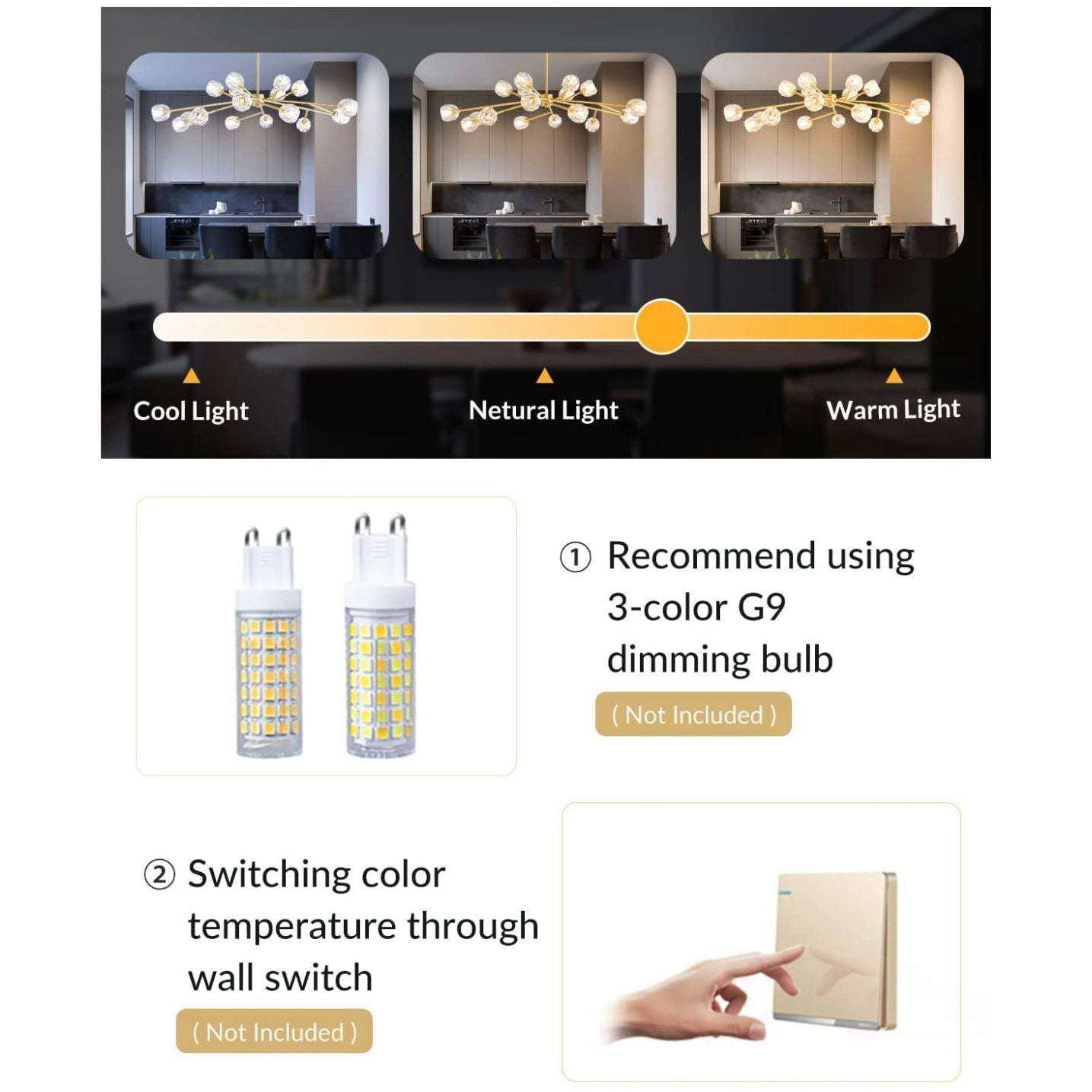 APBEAM Mid Century Sputnik Chandelier Brass Pendant Lighting - Selzalot