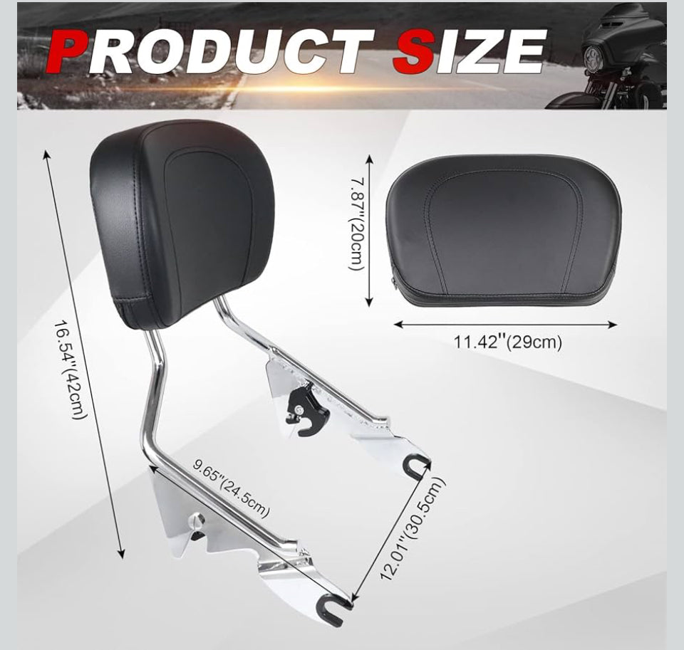 Open Box New AUFER Detachable Backrest Sissy Bar Upright Passenger Backrest