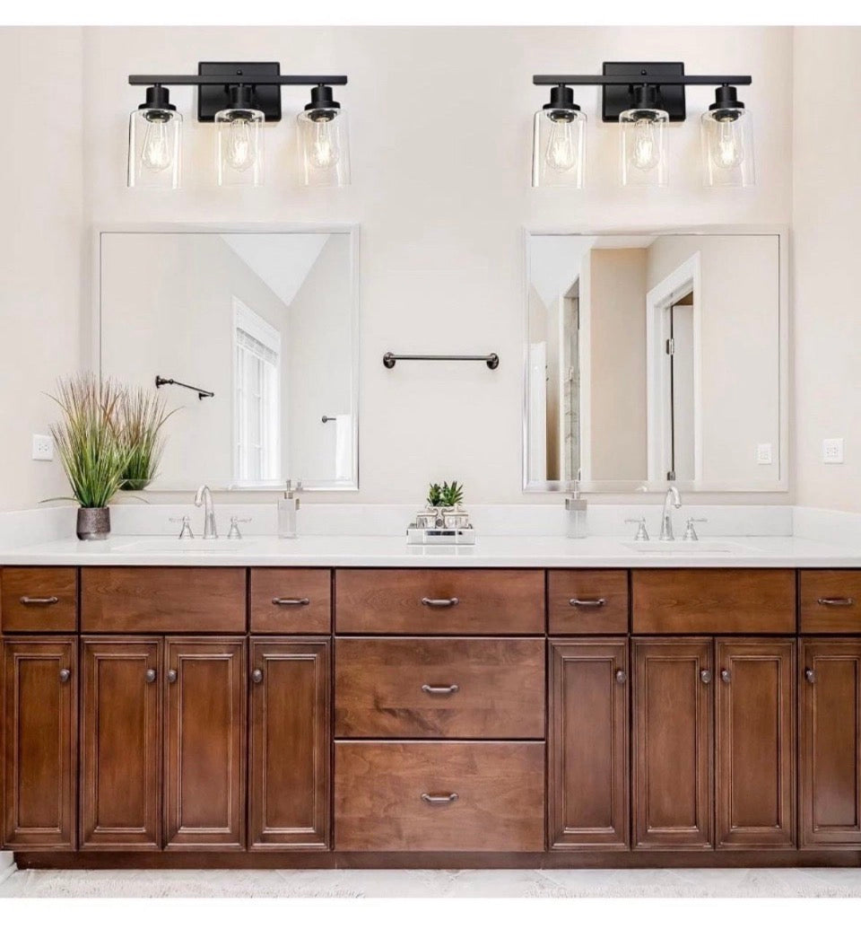 Open Box New Ascher Bathroom Vanity Light Fixtures, 3 Light Wall Sconces Lighting