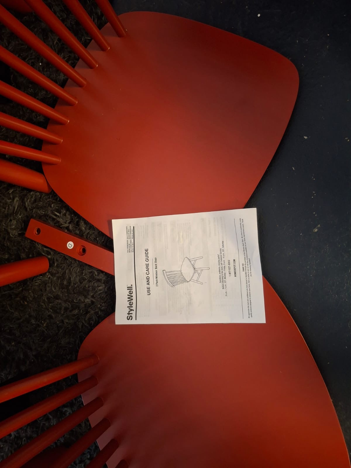 Open box StyleWell Chili Red Windsor Solid Wood Dining Chairs (Set of 2)