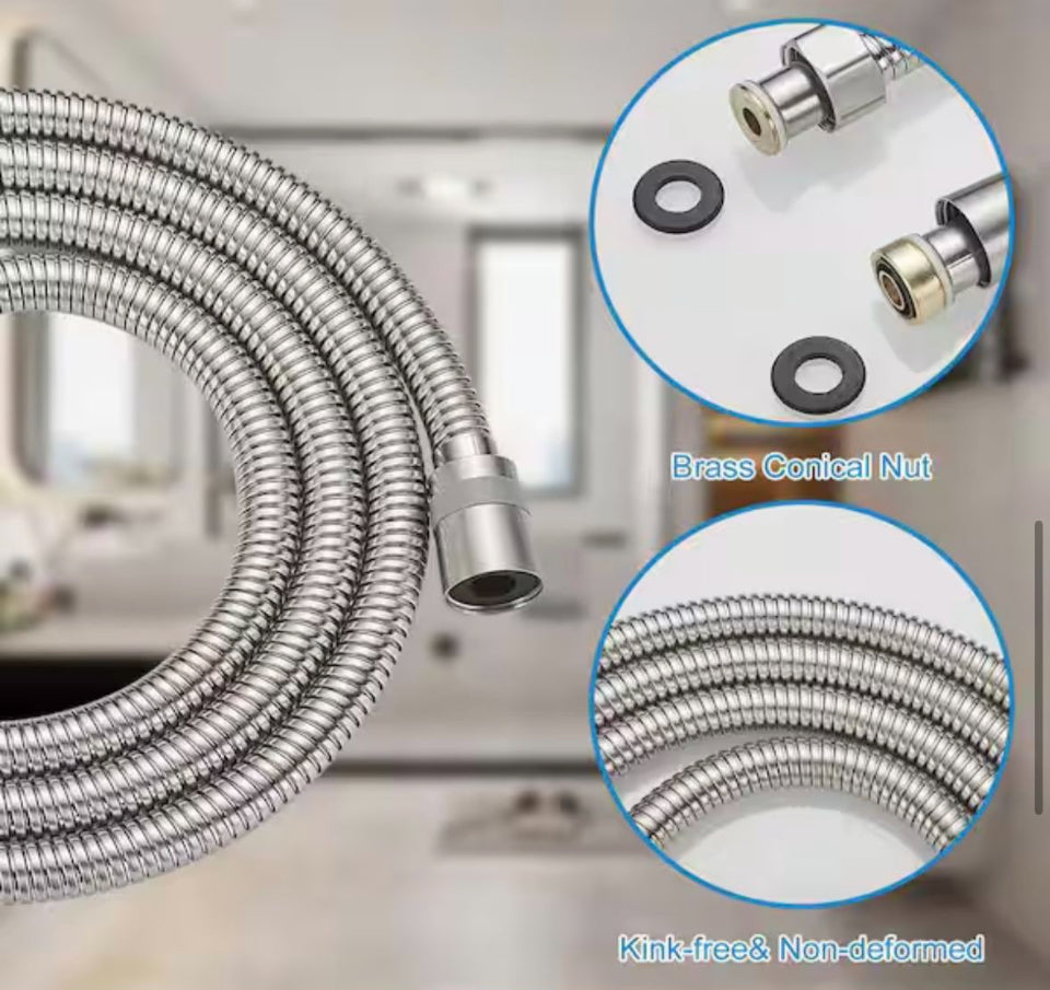 Open Box BWE 59 in. (5 ft. ) Stainless Steel Replacement Shower Hose For Hand Held Shower Heads with Brass Insert In Brushed Nikel