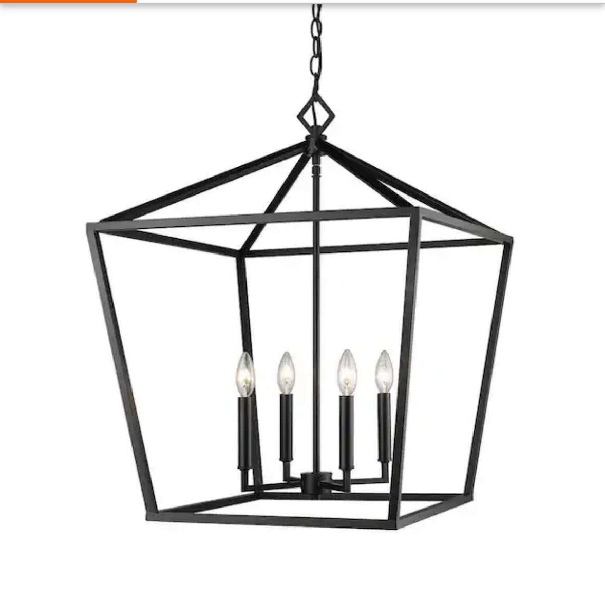 Open box Millennium Lighting 3254-MB matte black 4-light 20-inch wide taper candle pendant chandelier
