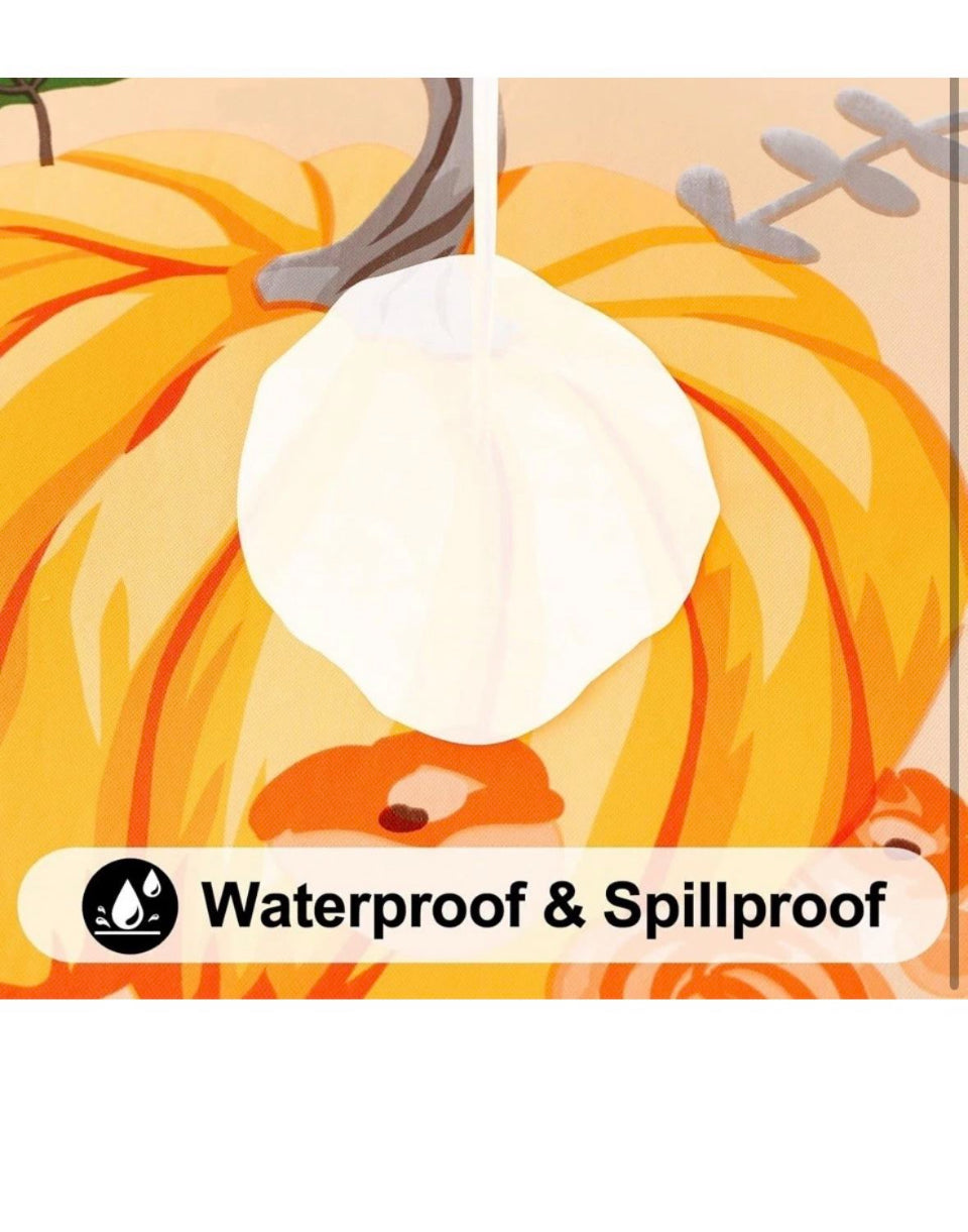 New Smiry Plastic Thanksgiving Tablecloth, Pumpkin Waterproof Elastic Fitted