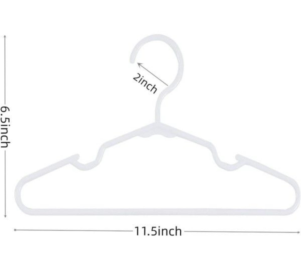 Open Box VIIBASE 120-Piece White Plastic Baby Nursery Closet Hangers, Anti-Slip Laundry Infant Pant Hanger for Newborn Clothes Gift, Ultra-Thin Hanger