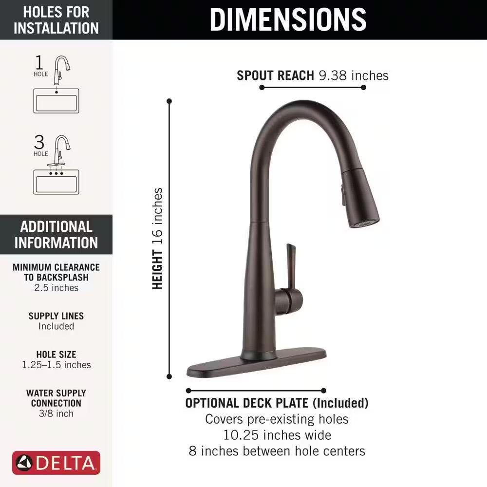 Delta Essa Touch/Touchless Venetian Bronze 16 in. H Pull Down Sprayer Kitchen Faucet with 360 Degree Spout Swivel