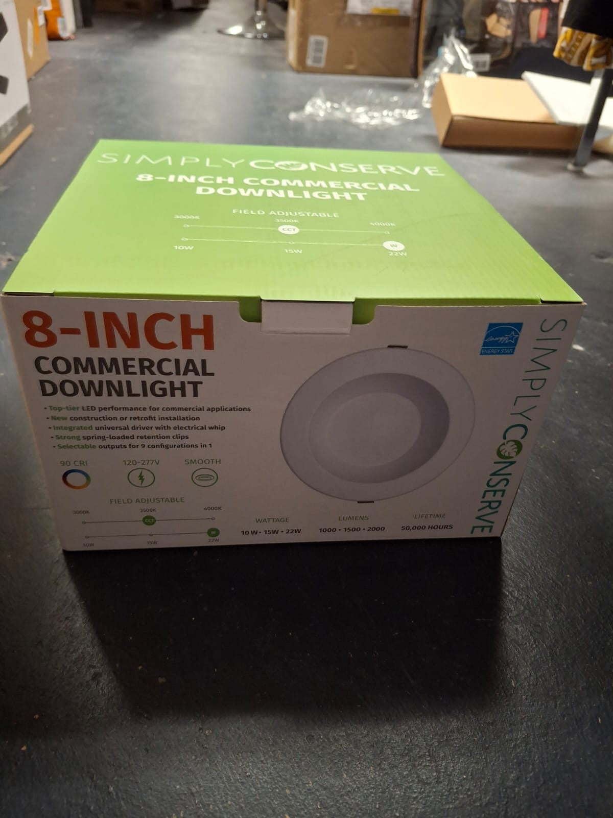 Open Box Simply Conserve 8 in. Selectable CCT Canless Integrated LED Retrofit White Recessed Light with Selectable Lumen CEC Compliant (4-Pack)
