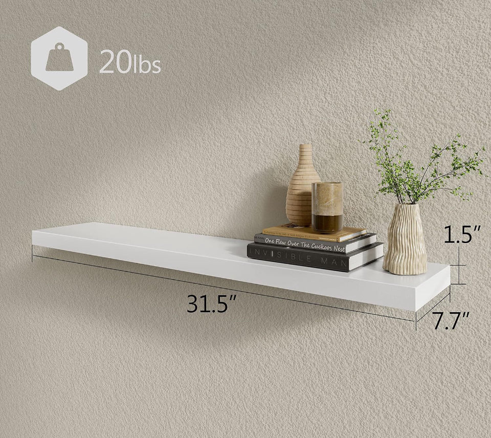 BAMEOS Floating Shelf,Wall Shelf, Decor Wall Mounted Shelves, Hanging Shelf Set for Bathroom Kitchen Living, Kitchen, Room Bedroom Storage White - Selzalot
