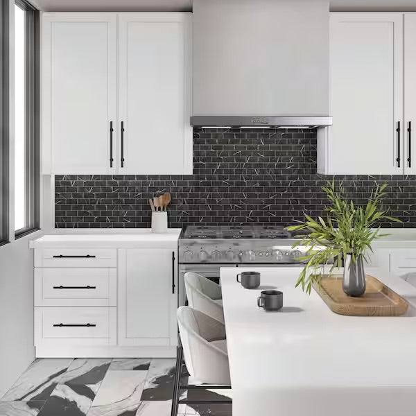 Open Box Daltile Restore Black Marble 12 in. x 12 in. Glazed Ceramic Brick Joint Mosaic Tile (9.96 sq. ft./Case)