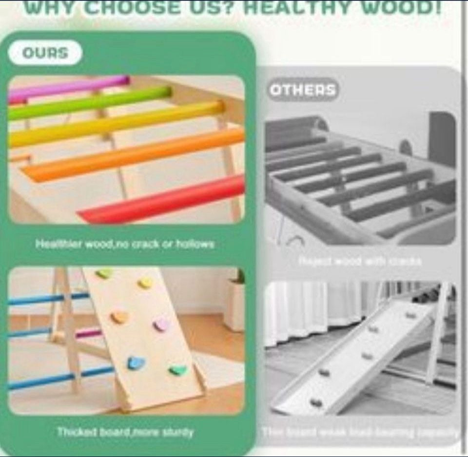 Open Box Paxato Indoor Playground, Climbing Toys for Toddlers 1-3 Inside with Basketball, Slide, Climbing Wall/Net, Monkey Bars and Swing