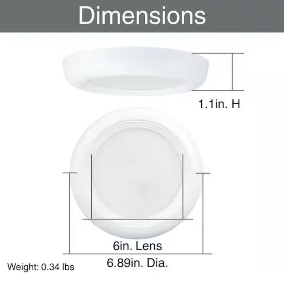 Open Box Commercial Electric (6 in. LED Flush Mount Light Fixture 800 Lumens Soft White 3000K Dimmable J-Box Compatible For Sensitive Eyes (6-Pack)