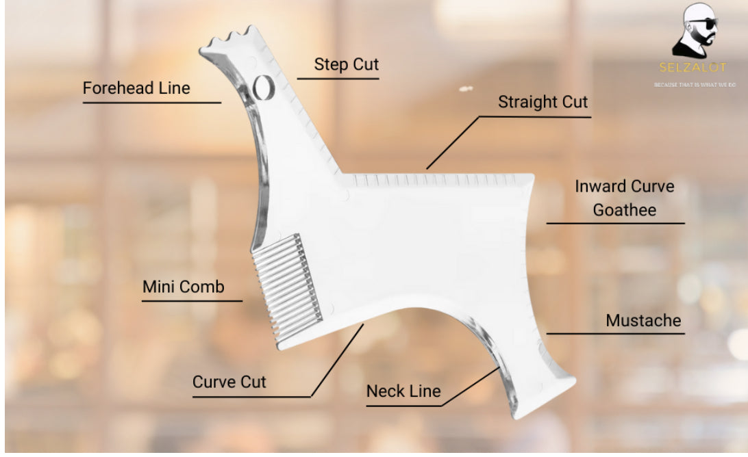 Beard Shaper for Men Beard Lineup Tool for Grooming Beard Guide Shaping Tool for Straight & Curve Cut Barber Tools Goatee Shaper Beard Template for Men to Style Facial Hair