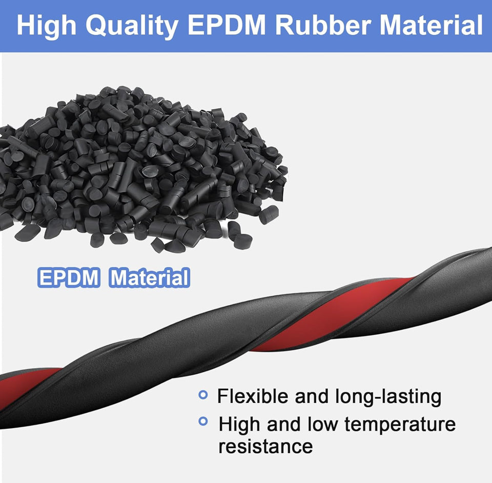 Hzetuu Automotive Weather Stripping Door Seal, 40 Ft Self Adhesive D Shaped Rubber Car Door Weather Stripping, Universal Thick Car Door Seal Strip for Door Frame for Auto Truck Rv Off Road Big Gap