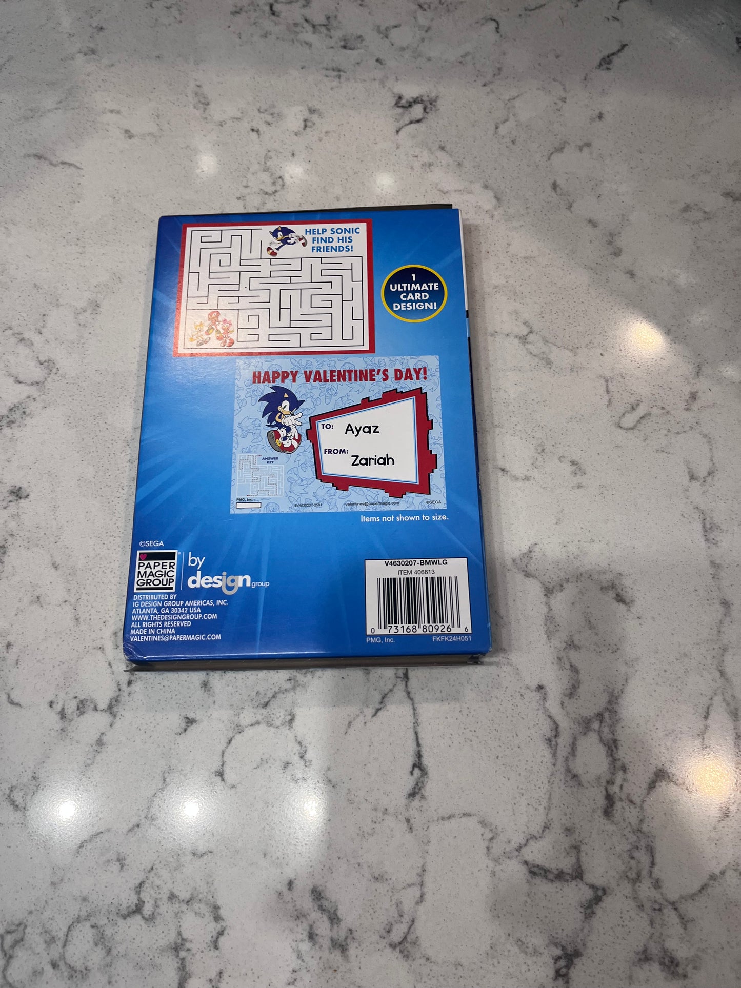 Brand New SONIC THE HEDGEHOG 24 MAZE Valentines Day Cards