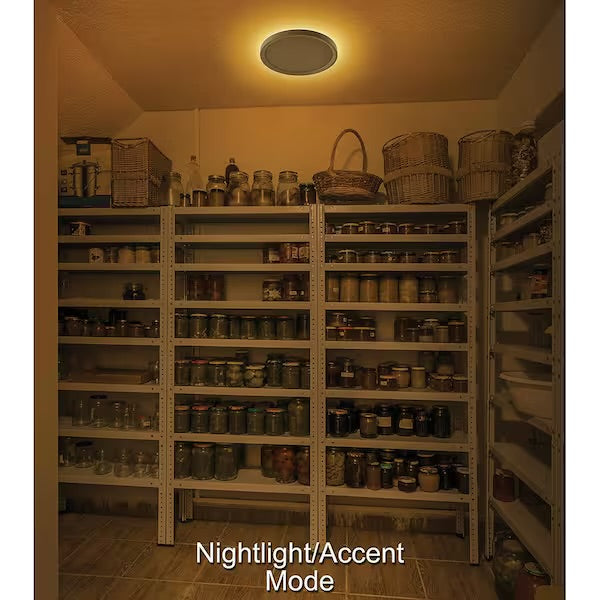 Commercial Electric 9 in. White, Oil Rubbed Bronze Trims 800 Lumens LED Flush Mount Ceiling Light Fixture with Night Light Adjustable CCT