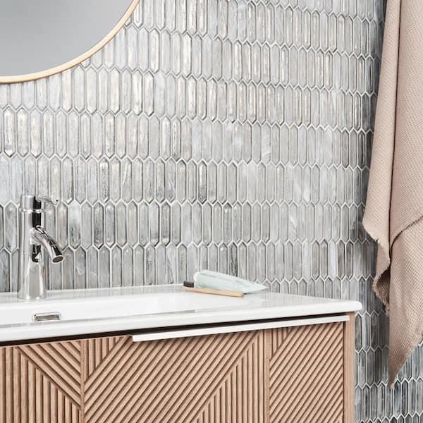 Open Box Ivy Hill Tile Fargin Silver Haze Elongated Hexagon 12 in. x 10 in. x 7mm Polished Glass Mosaic Tile (0.82 sq. ft.)