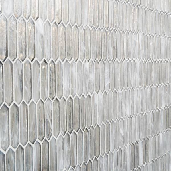 Open Box Ivy Hill Tile Fargin Silver Haze Elongated Hexagon 12 in. x 10 in. x 7mm Polished Glass Mosaic Tile (0.82 sq. ft.)
