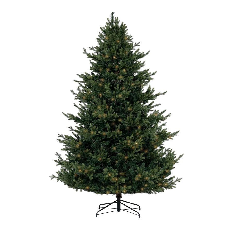 The Holiday Aisle Prelit Traditional Artificial Christmas Tree with Metal Stand, Realistic Classic Holiday Tree