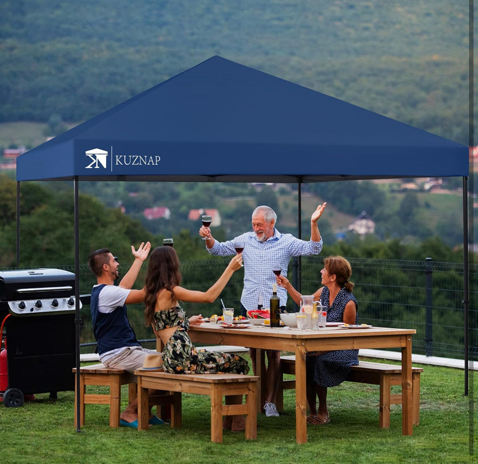 Open Box KUZNAP 12'x12' Pop up Canopy Tent Patented EZ Set up Instant Outdoor Canopy with Wheeled Carry Bag Bonus 4 Weight Sandbags, 8 Stakes and 4 Ro