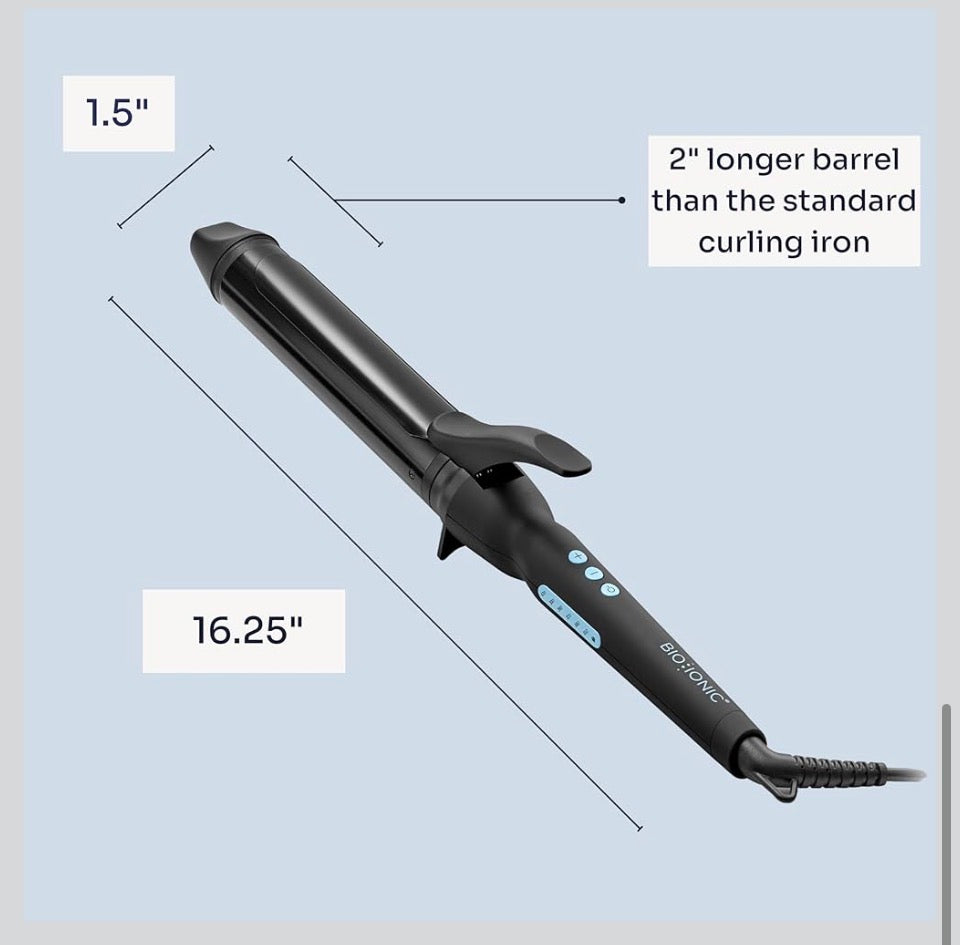 Open Box New Bio lonic Long Barrel Styler,Curling Iron with Moisture Heat Technology & Nanolonic MX, Verstatile Curling Wand