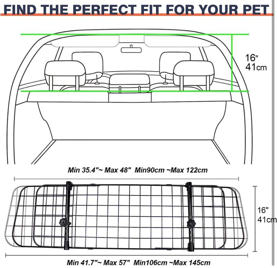 MOLPHIT Adjustable Dog Car Barrier for SUVs, Vehicles, and Cars - Heavy-Duty Wire Mesh Pet Divider with Universal Fit - Keep Your Pet Safe and Secure