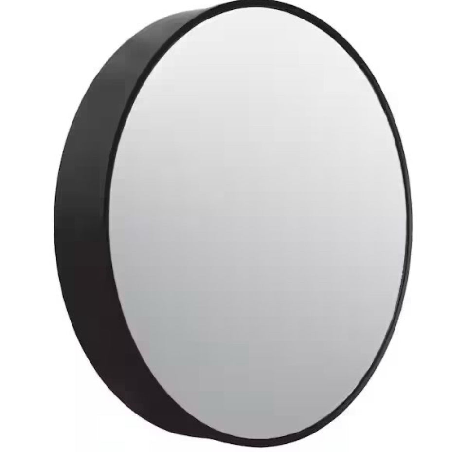 Open Box New Glacier Bay 23.6 in. W x 23.6 in. H Round Matte Black Medicine Cabinet with Mirror