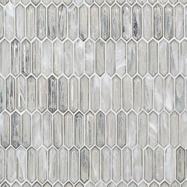 Open Box Ivy Hill Tile Fargin Silver Haze Elongated Hexagon 12 in. x 10 in. x 7mm Polished Glass Mosaic Tile (0.82 sq. ft.)