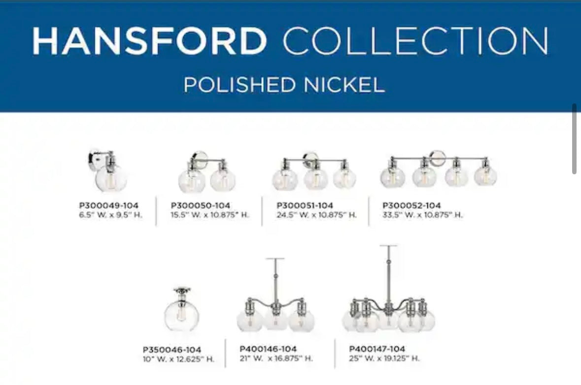 Open box Progress Lighting - Hansford Collection 15-1/2 in. 2-Light Polished Nickel Clear