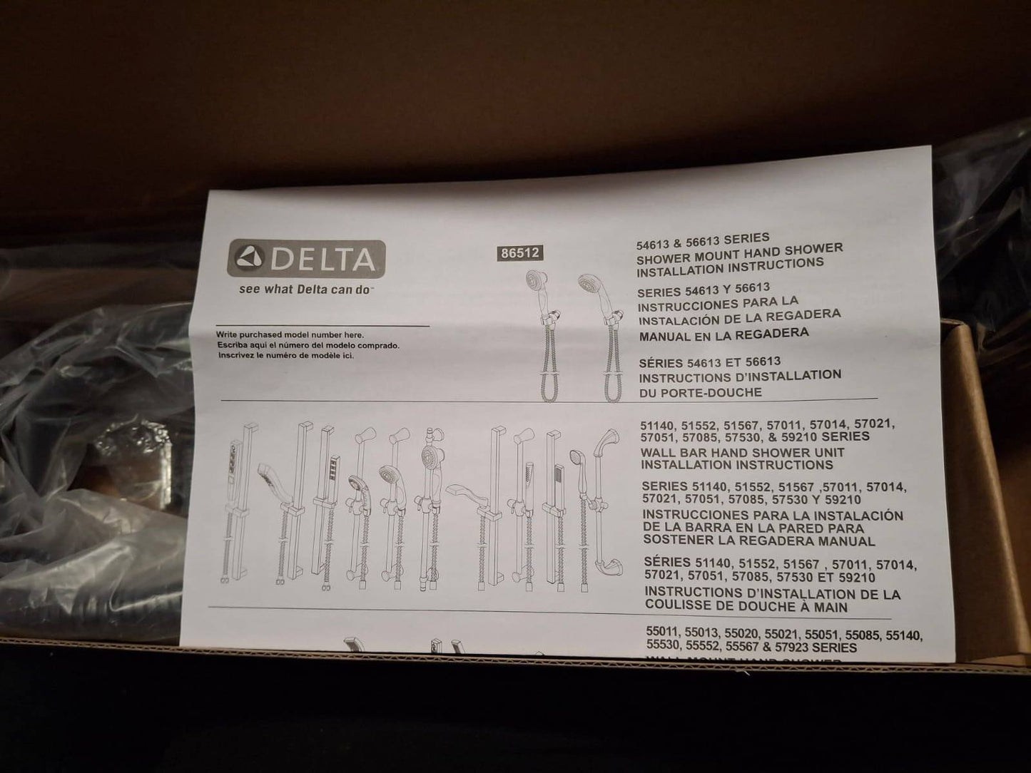 Open Box Delta 1-Spray Patterns 1.75 GPM 1.38 in. Wall Mount Handheld Shower Head with H2Okinetic in Matte Black