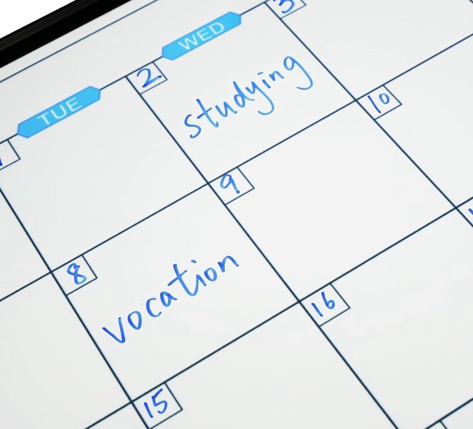 JILoffice Magnetic Calendar Whiteboard & Bulletin Corkboard Combination, Combo Board 48 × 36 Inch, Black Aluminum Frame Wall Mounted Board for Office Home and School with 10 Push Pins