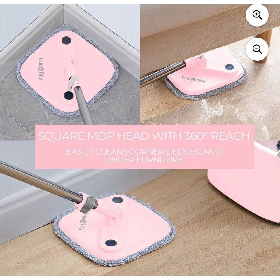 True & Tidy SPIN-800 TrueClean Mop and Bucket System Self Wringing Spin Mop with Separate Compartmen