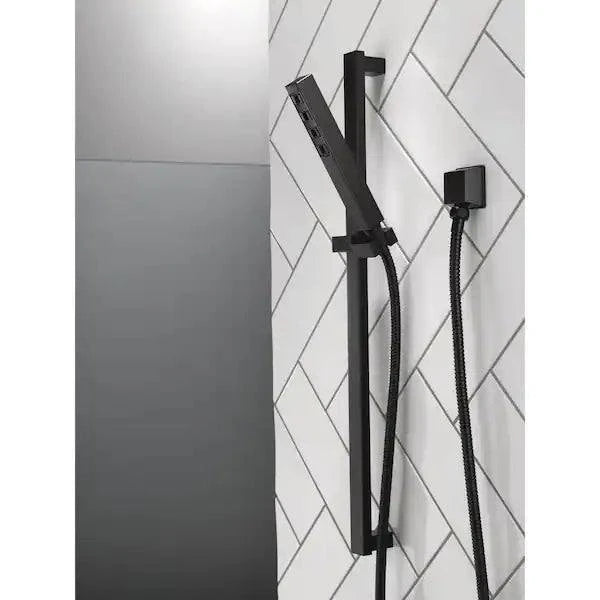 Open Box Delta 1-Spray Patterns 1.75 GPM 1.38 in. Wall Mount Handheld Shower Head with H2Okinetic in Matte Black