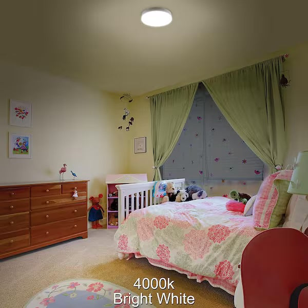 Commercial Electric 7 in. White Closet Light LED Flush Mount Ceiling Light Fixture 810LM Bright White 4000K Bathroom Lighting Laundry Room