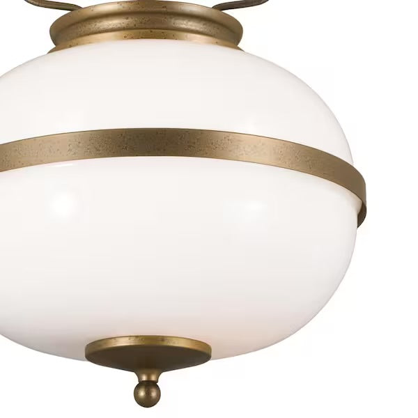Open Box KICHLER Opal 2-Light Character Bronze Vintage Globe Kitchen Pendant Hanging Light with Opal Glass
