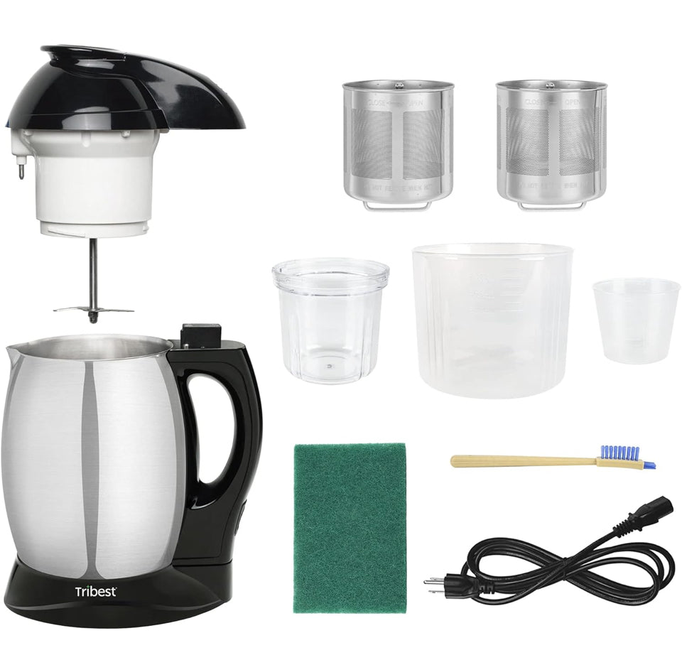 Open Box Tribest SB-130 Soyabella, Automatic Soy Milk and Nut Milk Maker Machine, Stainless Steel Large, Silver
