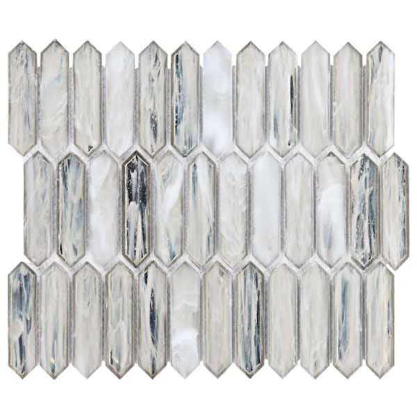 Open Box Ivy Hill Tile Fargin Silver Haze Elongated Hexagon 12 in. x 10 in. x 7mm Polished Glass Mosaic Tile (0.82 sq. ft.)