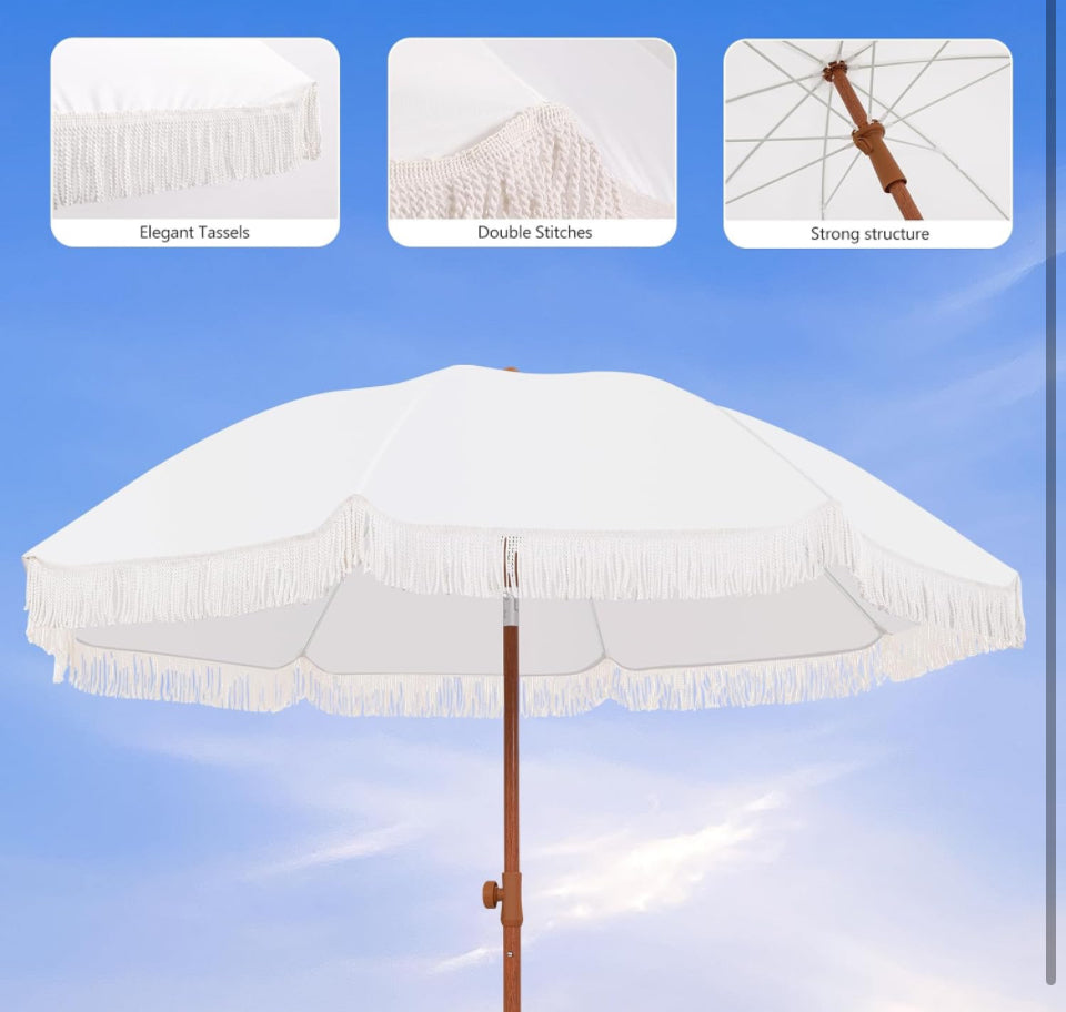 Kbrellaoutlets Patio Umbrella with UPF 50+ Protection, 8 Ribs, Push Button Tilt - Versatile Outdoor Shade for Garden, Courtyard, and Beach - Selzalot