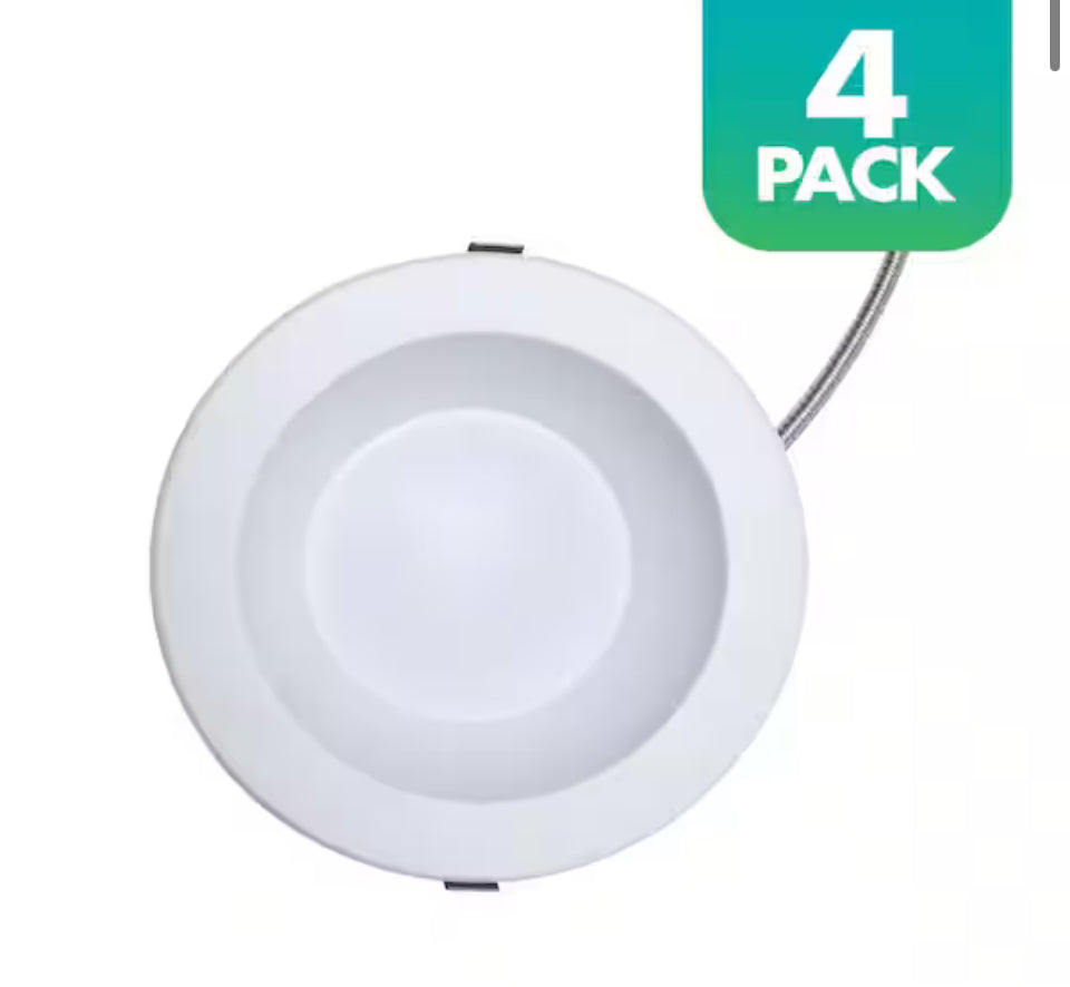 Open Box Simply Conserve 8 in. Selectable CCT Canless Integrated LED Retrofit White Recessed Light with Selectable Lumen CEC Compliant (4-Pack)